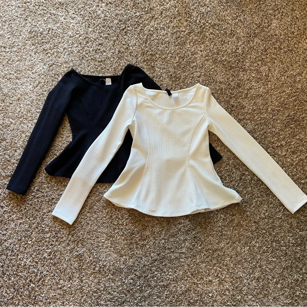 H&M | Lot of 2 Black and White Peplum Tops - Picture 1 of 9